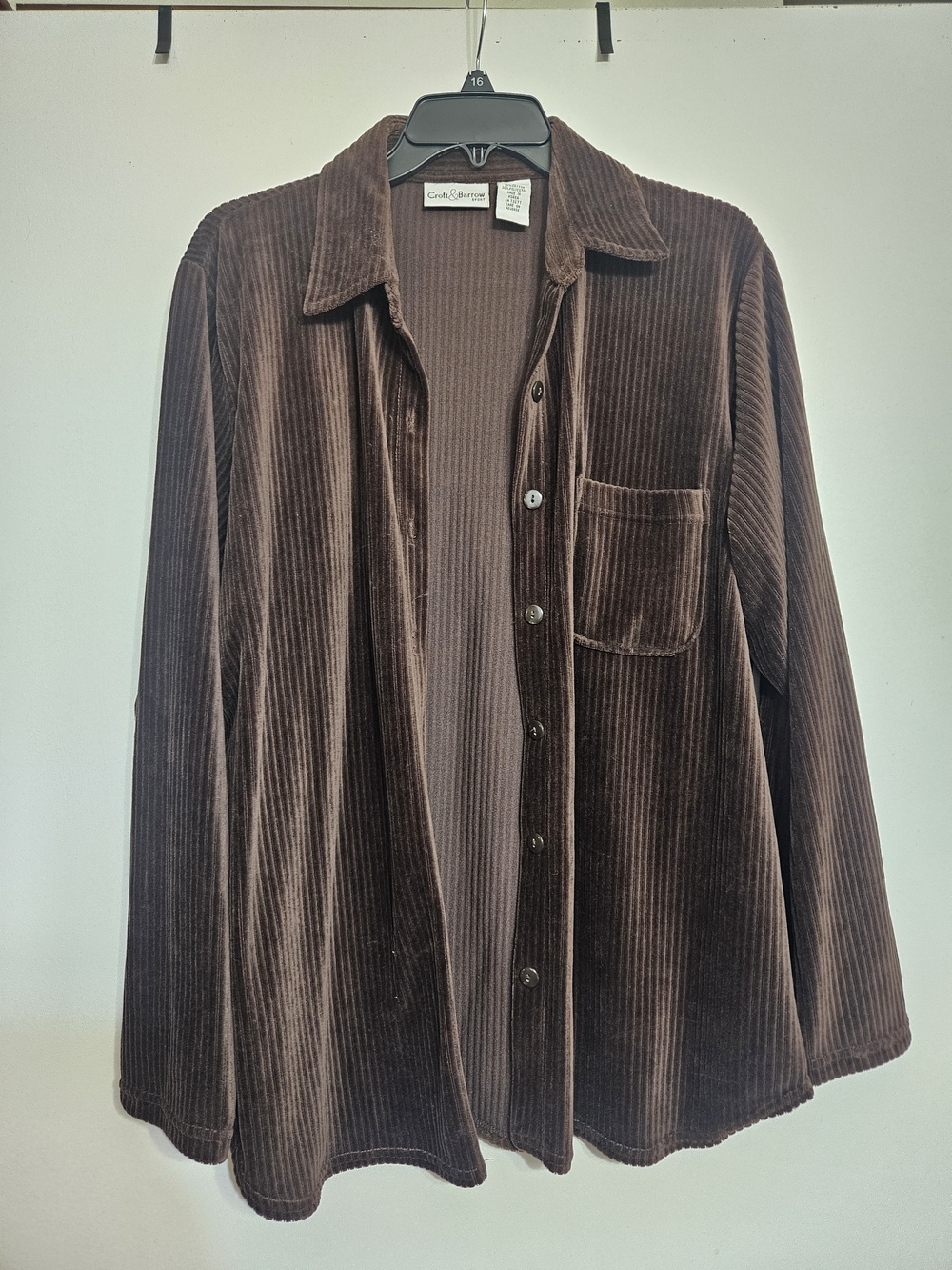 croft & barrow Chocolate Brown Corduroy Button-Front Shacket
